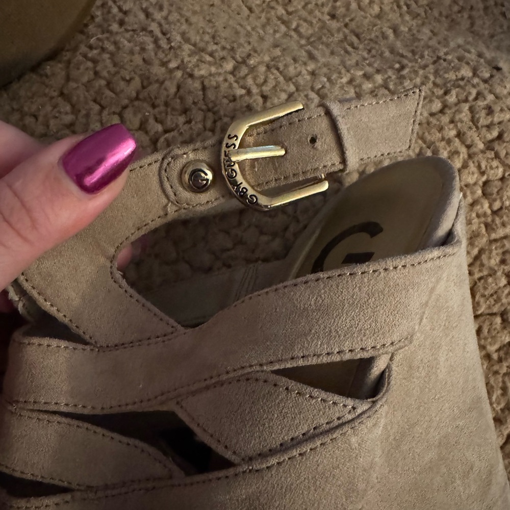 Guess Women's Beige Suede Wedges